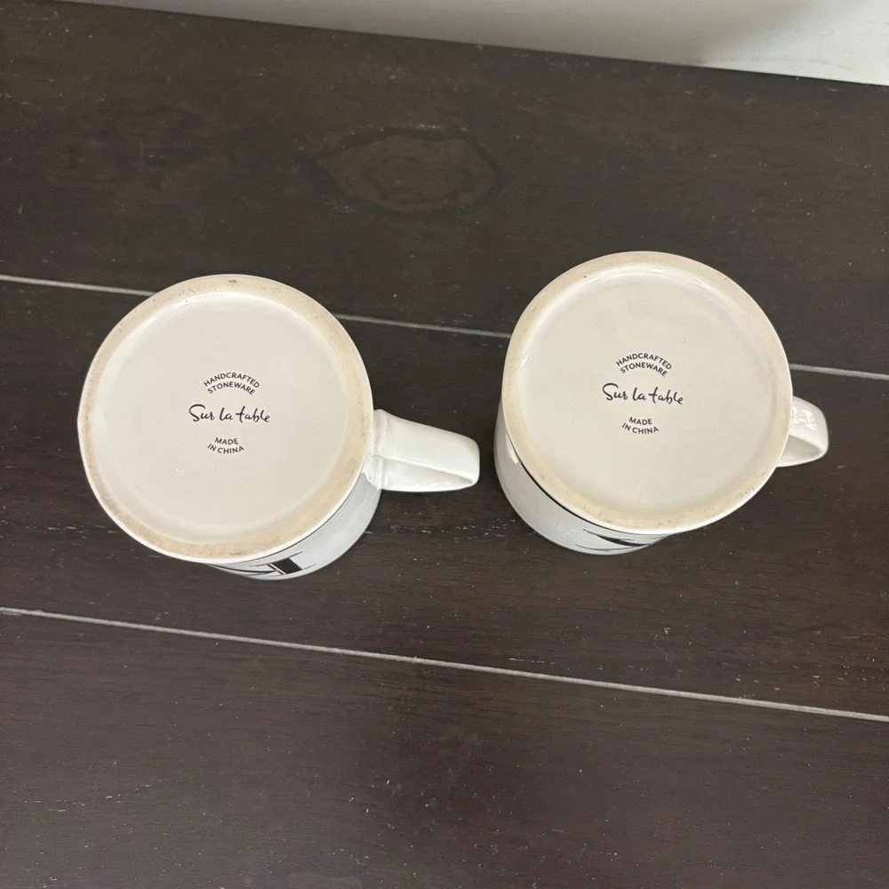 Sur la Table Handcrafted Stoneware Initial K Monogram Bistro Mugs | Set of 2